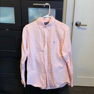 Ralph Lauren Orange Striped Button Up Shirt
